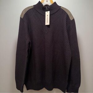 NWT JMIERR Mens Quarter Zip Sweater Long Sleeve Stand Collar Black Size XL